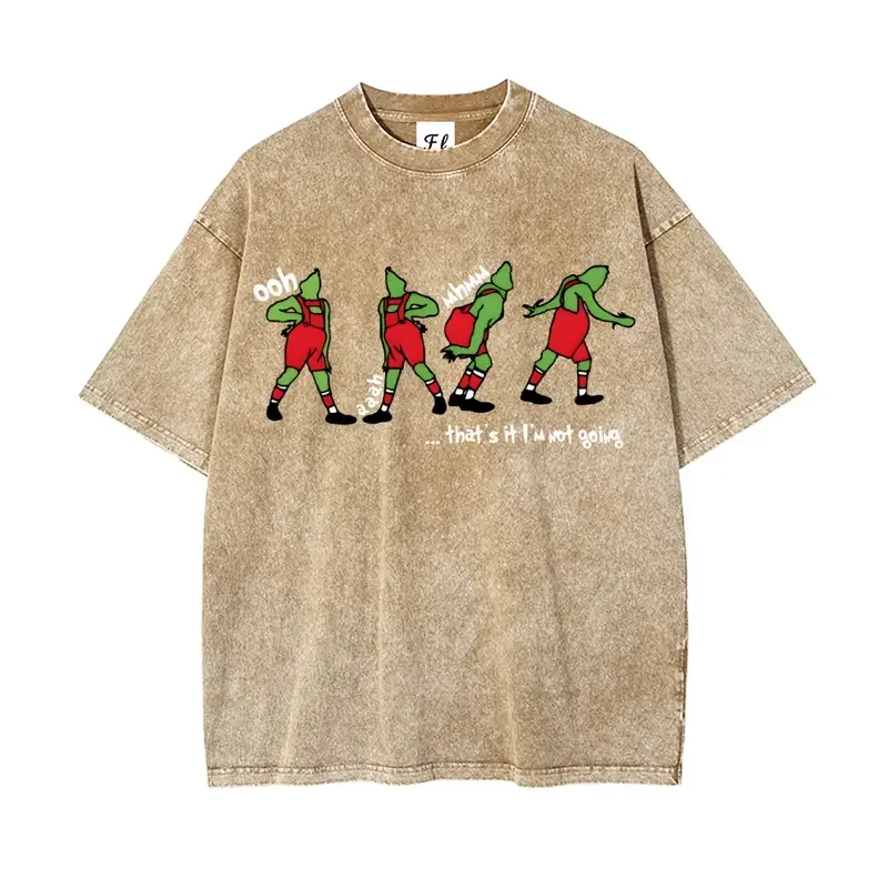 グラフィックウォッシュ加工生地Tシャツ オーバーサイズ ユニセックス カジュアル ソフト 快適 レトロスタイル デイリーウェア トレンドファッション 秋服