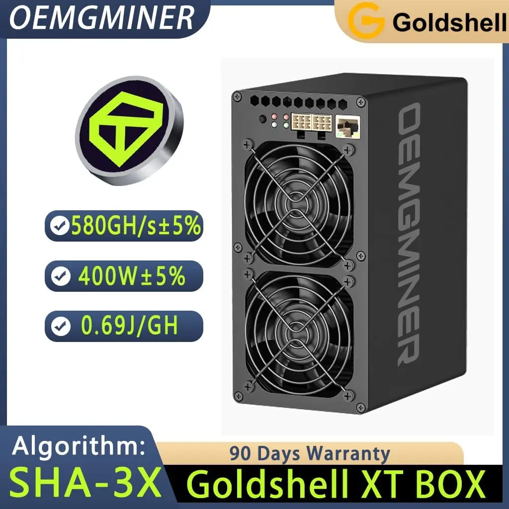 AD COMPRE 2 GANHE 1 GRÁTIS Nova caixa Goldshell XT 580Gh/s 400W ASIC Miner para Tari (XTM) Moeda Algoritmo SHA3x 0,69j/Gh Crista de mineração doméstica
