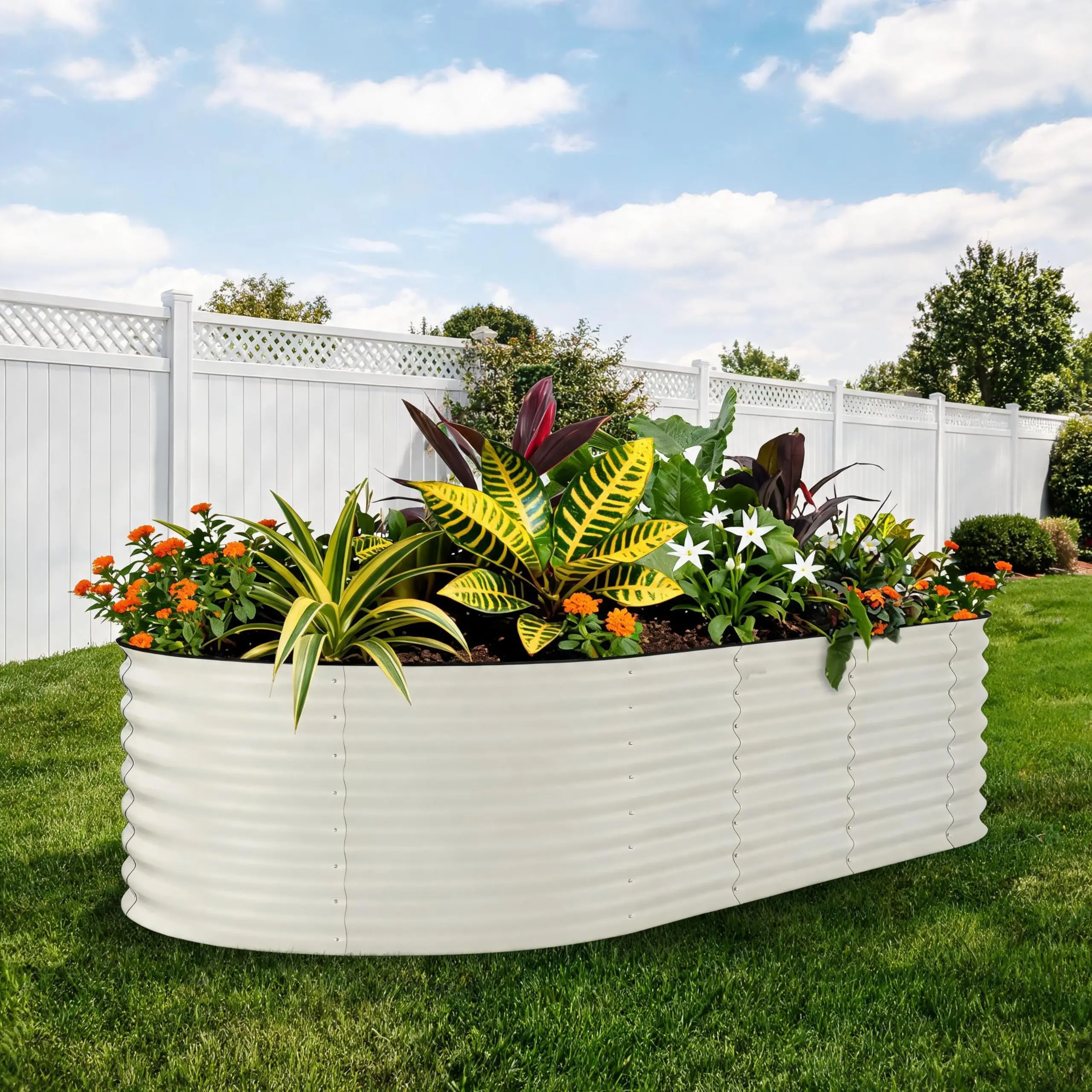 Planter Raised Metal - 1PC Canteiro Elevado Oval 8x4x2 pés,