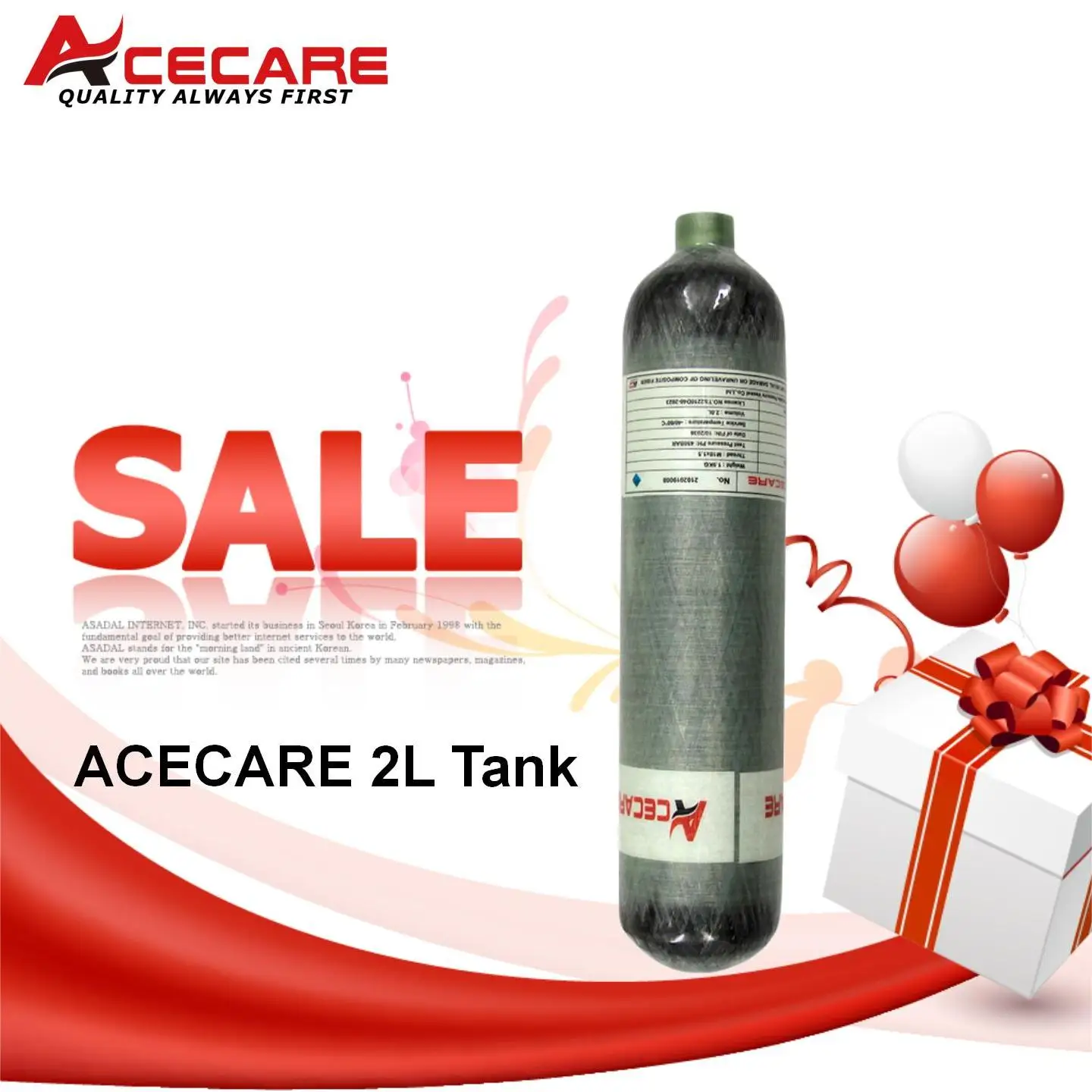 ACECARE 4500Psi 300Bar 30Mpa 2L cilindro in fibra di carbonio HPA Air Bottle Mini Scuba Diving Tank per immersioni antincendio M18 * 1.5