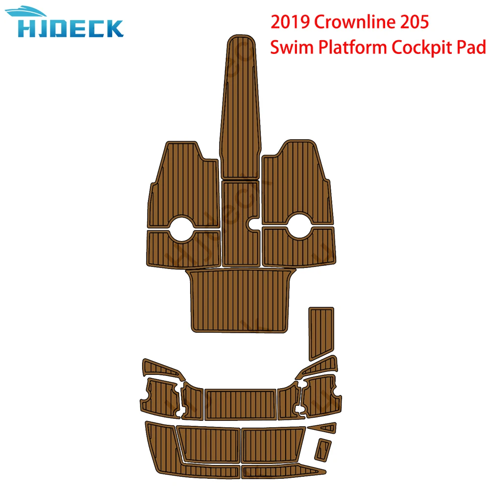 Hjdeck Boat Accessories Pad Compatible With 2019 Crownline 205 Swim Platform Cockpit Boat EVA Faux Teak Decking Floor Mat