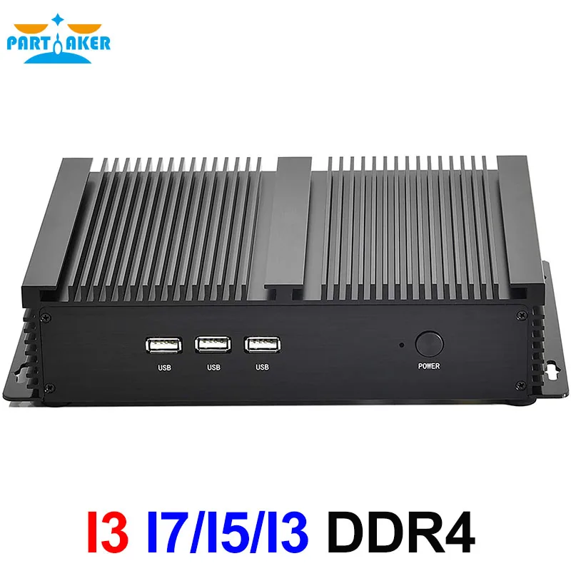 Partaker Fanless Industrial Mini PC Intel I7-1165G7 i7 8565U i5 8250U 2*DDR4 Msata+M.2 PCIE Mini PC Windows 11 HTPC Nuc VGA HDMI