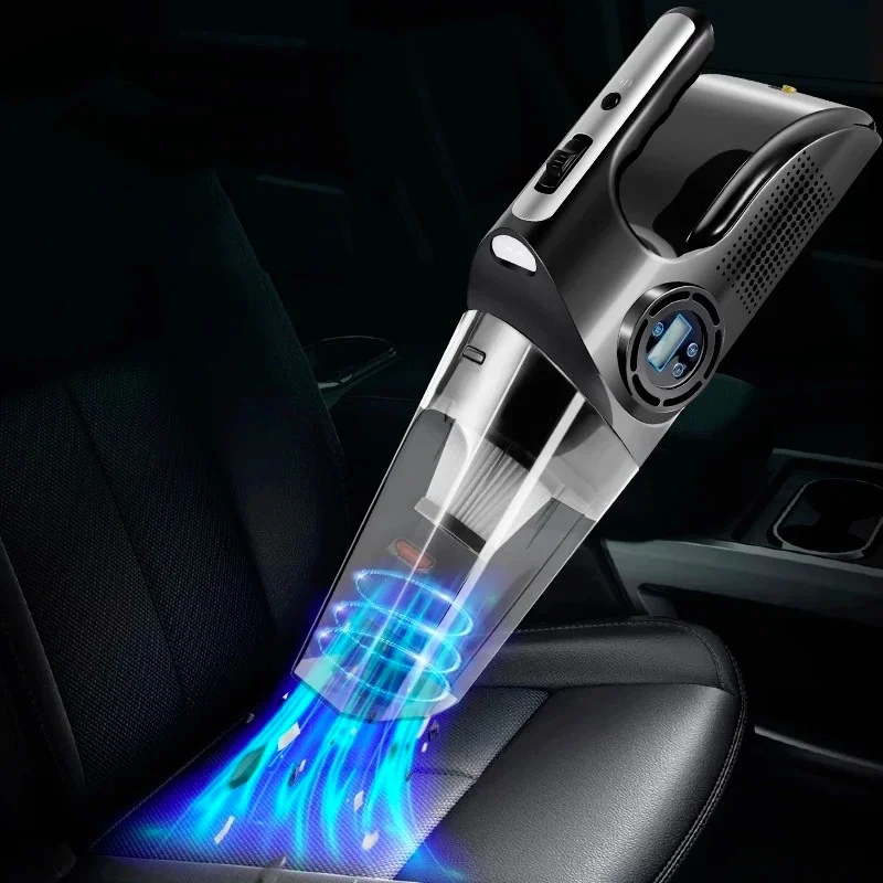 Portable 4 In 1 Powerful Car Vacuum Cleaner Wireless Digital Display Auto Tire Inflatable Pump With LED Air Compressor