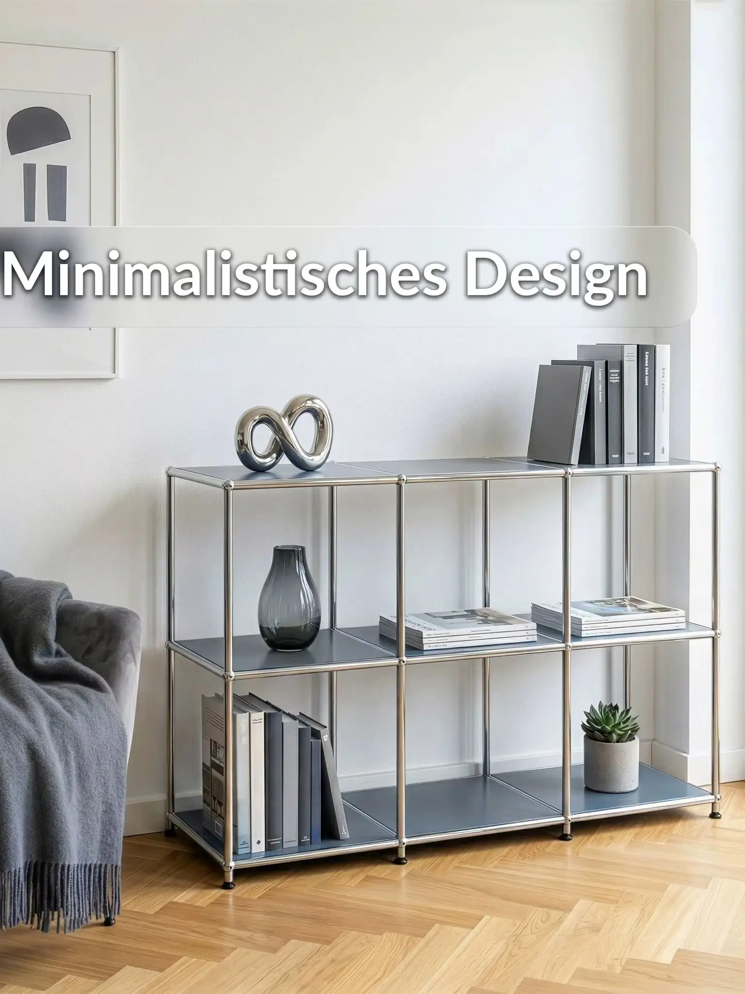 Metallregal Concept Epure MK-018 116x40x82cm | 3 Ablagen Standregal Sideboard Lowboard aus Metall | Offenes Bücherregal Wohnzimmer Büro Küchenregal modern robust schwarz weiß grau blau