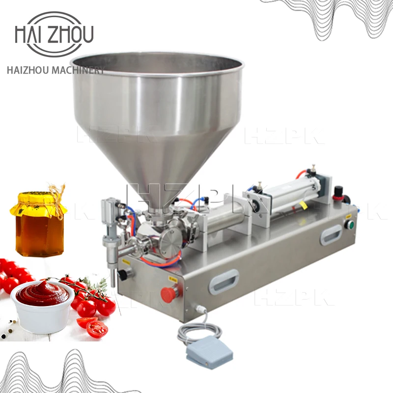 

HAIZHOU Semi Automatic Single Head Paste Filling Machine 10-5000ml Pneumatic Cream Sauce Jam Cosmetic Filler Equipment G1WGD
