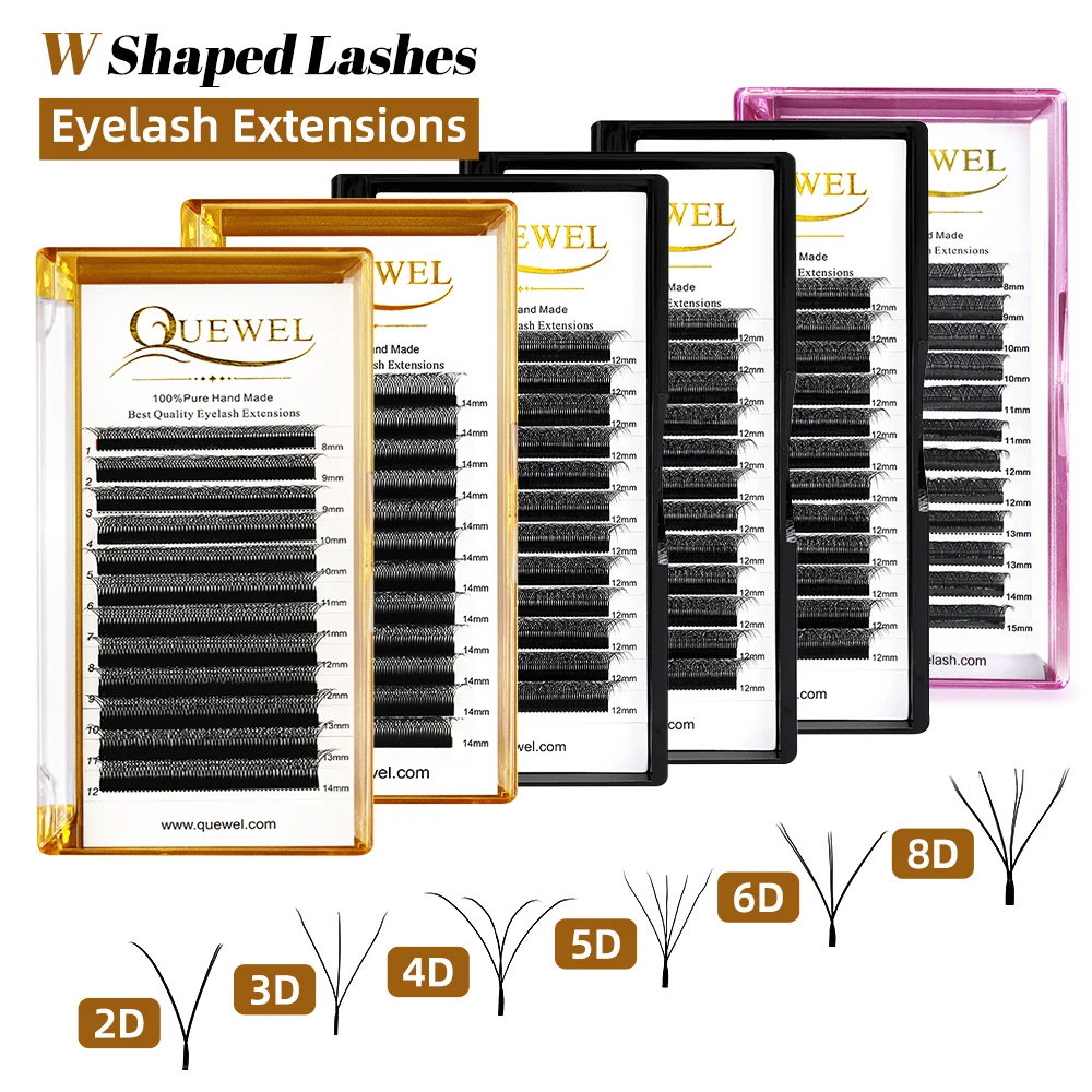 Quewel 5D/6D/8D W lashes 0.07 W Shape Eyelash Extensions 8-14 C/D Curl Natural Soft High Quality Idividual Professional Lashes