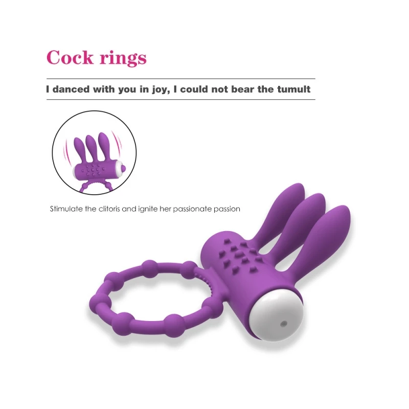 Vibrator Cock Ring Rabbit Vibrating Penis Ring for Man Delay Ejaculation Clit Stimulation Intimate Sex Toys for Couple Rings 18+