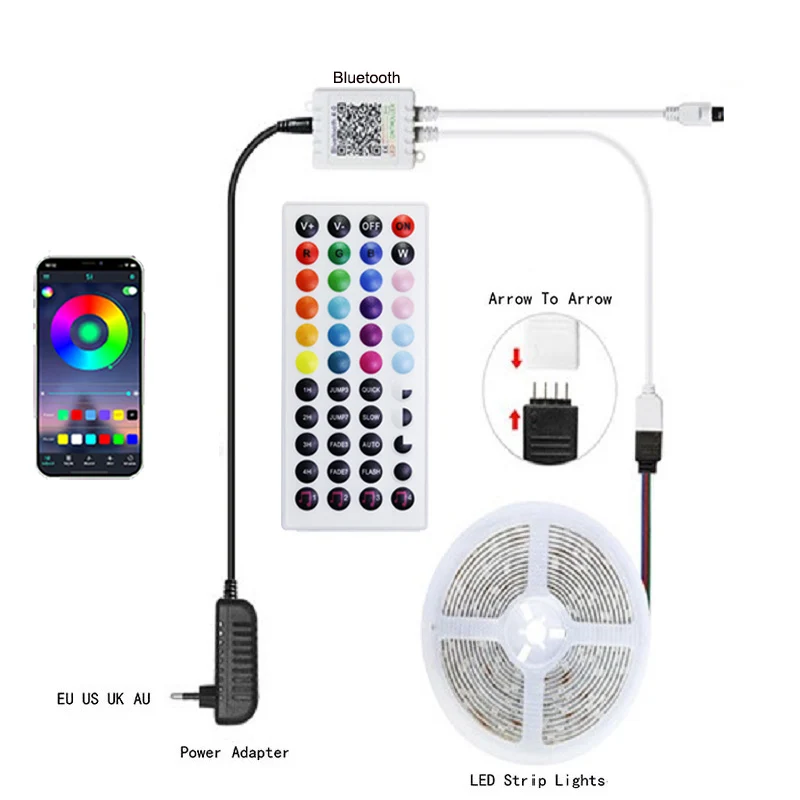 LED Light Strips Bluetooth Music SMD5050 Wall Light 12V Tape for Bedroom Decoration Ribbon TV Desktop Screen BackLight Diodes