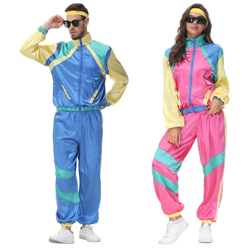 Kostiumy na Halloween Cosplay 70. Retro Disco Para Odzież sportowa Cos Party Kostiumy sceniczne — zdjęcie 2
