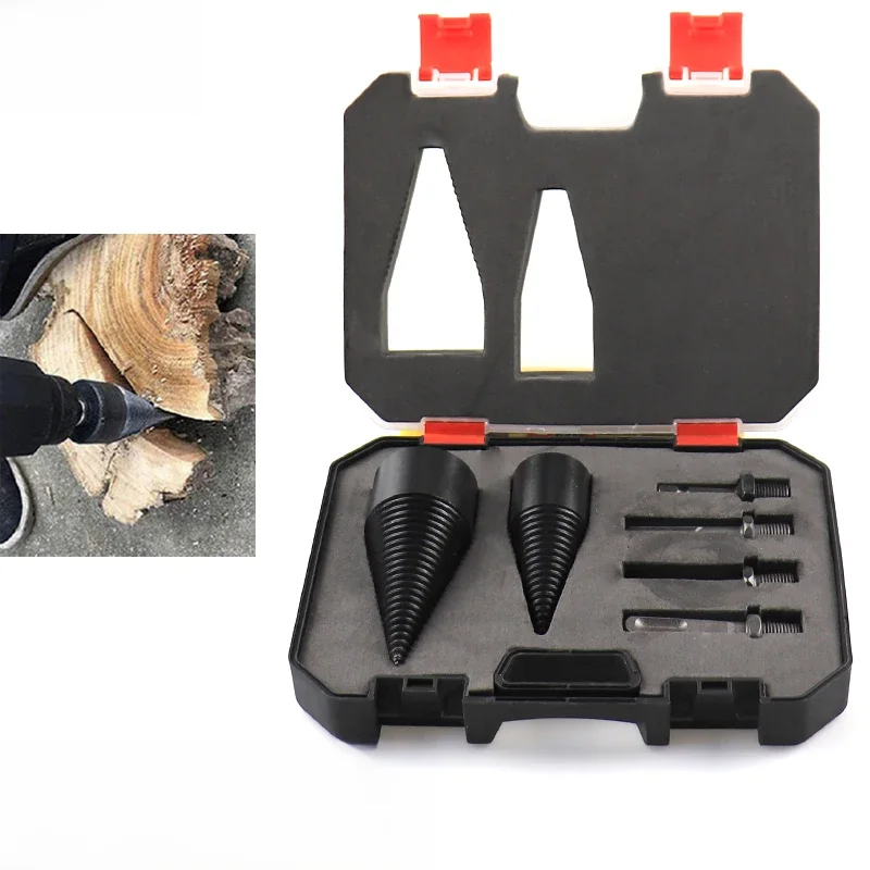 6 pçs 32/42mm lenha dividir broca divisor de madeira parafuso cones bit quadrado redondo hexagonal