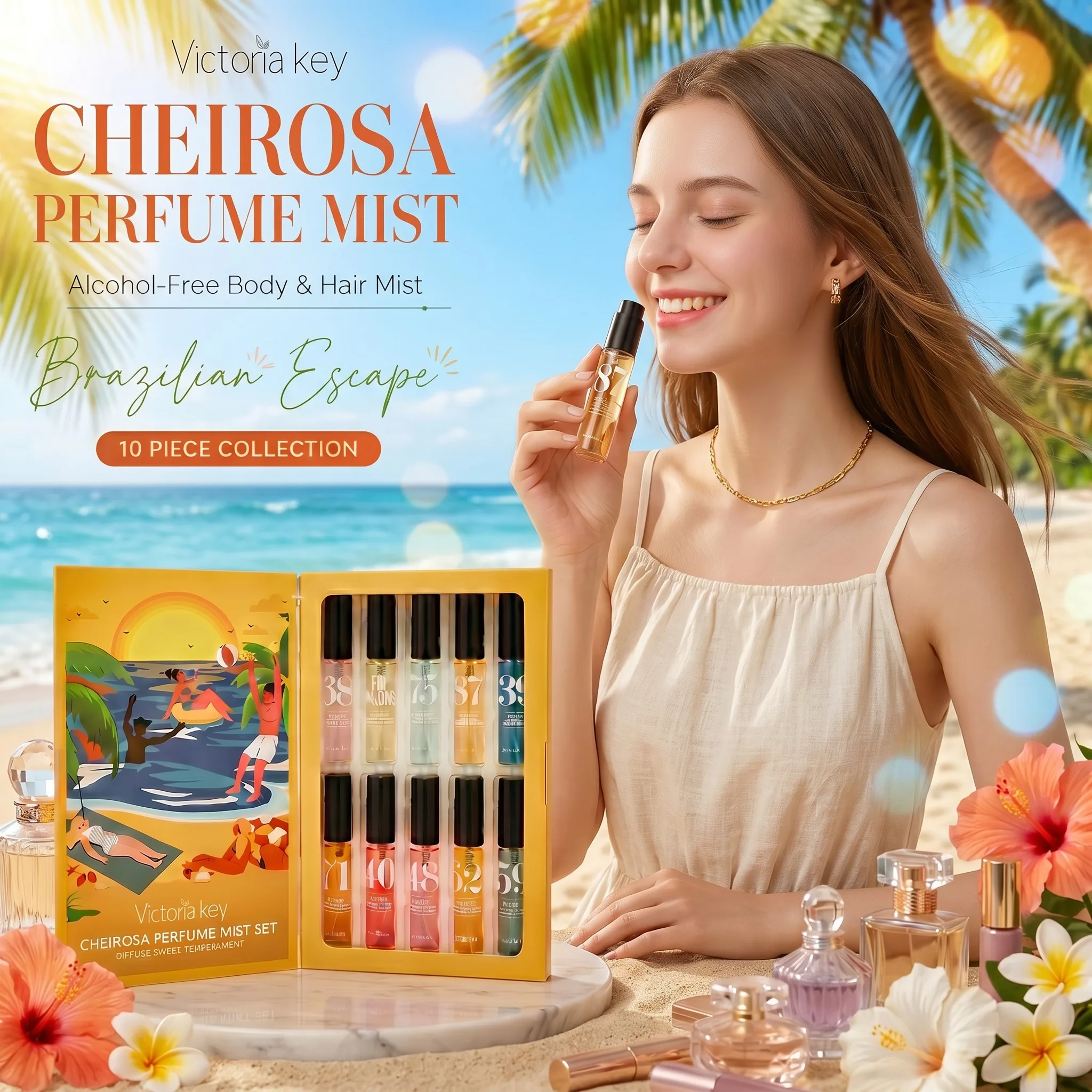 

10PCS Set of Brazilian Classic Series Alcohol-Free Perfume Long-Lasting Freshness and Elegance Unisex Romantic Pheromone Spray
