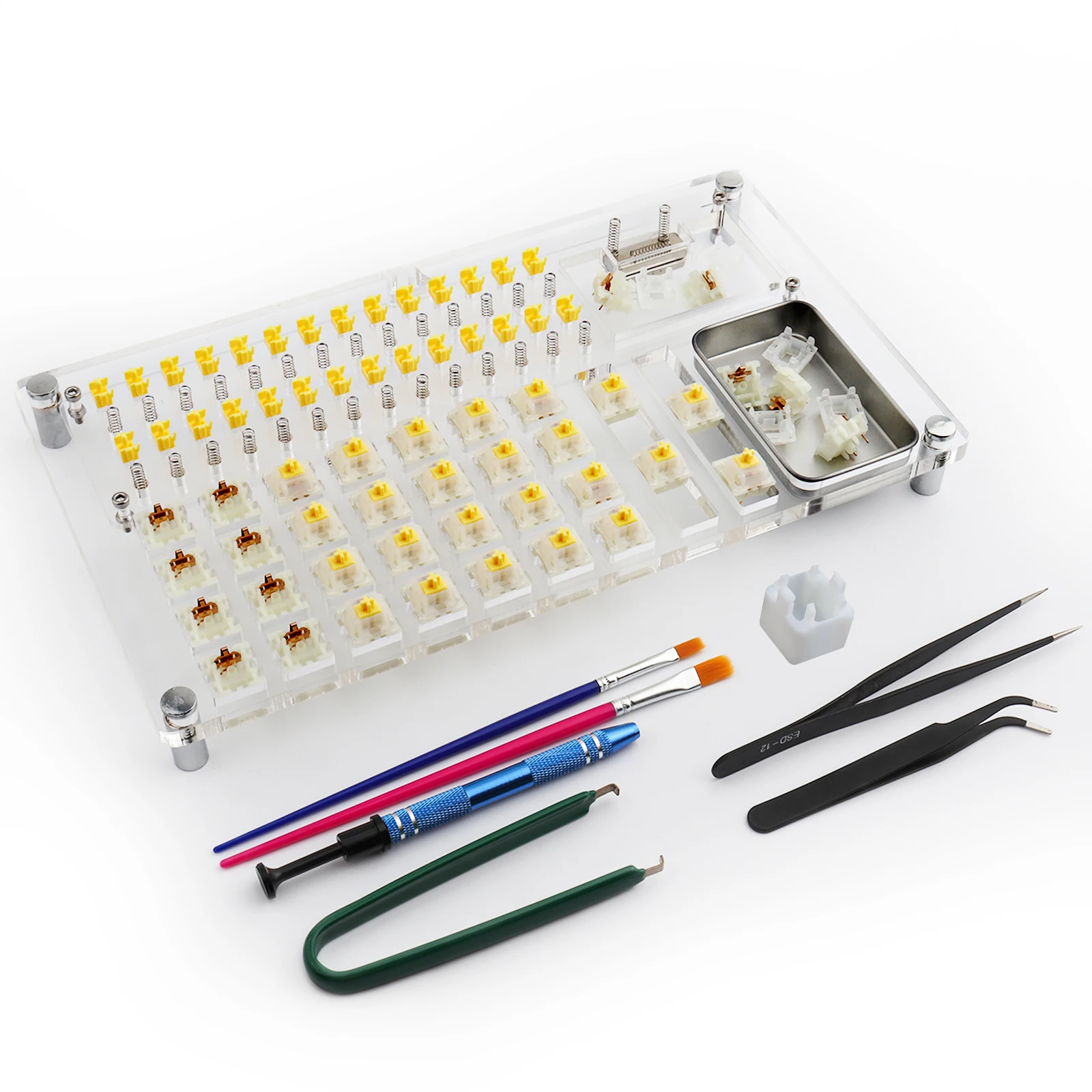 Station De Lubrification Acrylique 36 Switches + Kit Outils Graisse Claviers Mécaniques