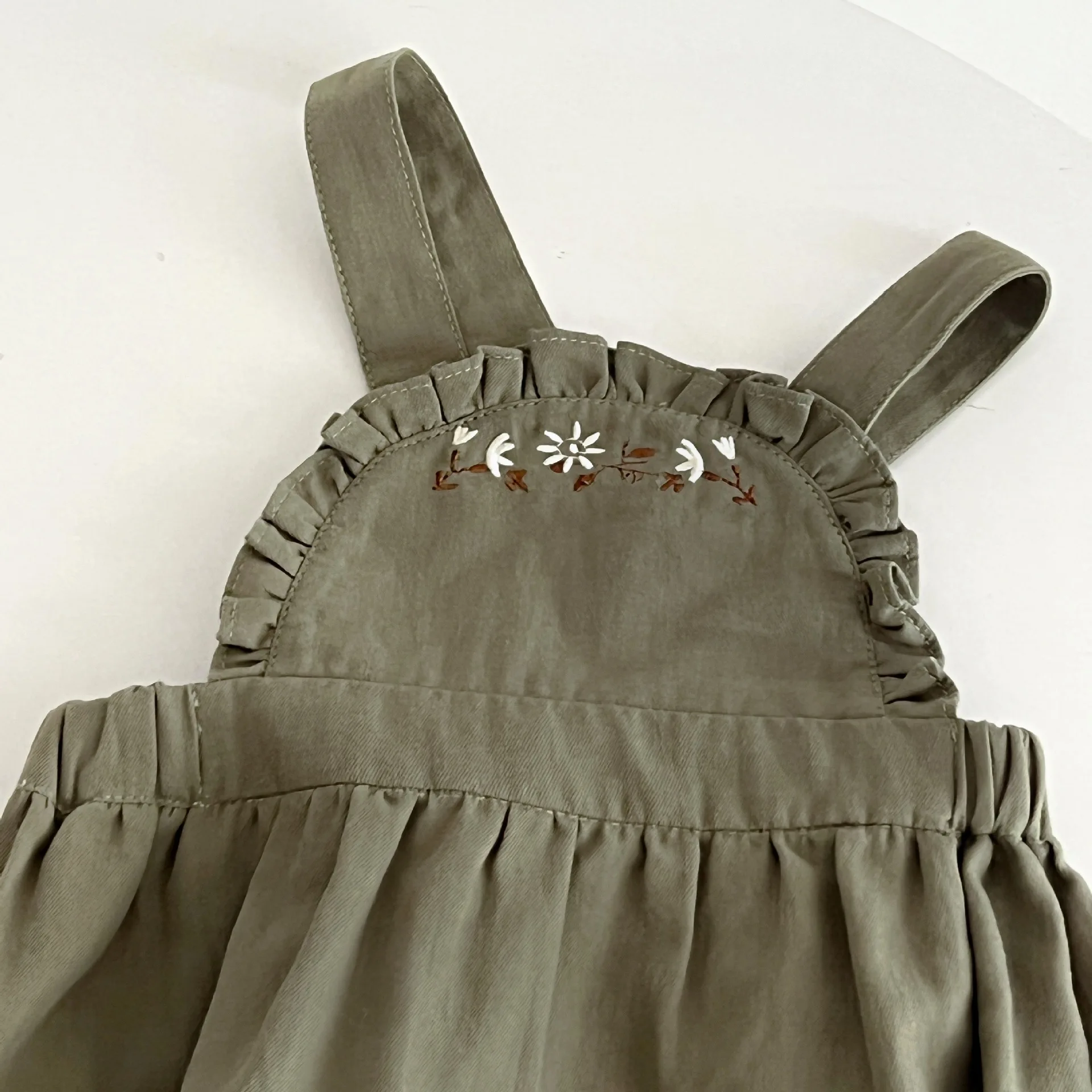 Vintage Baby Girl Olive Bloomers Cute Little Girls Toddler Cotton Linnen Embroidary Shorts Kids Summer Short Pants