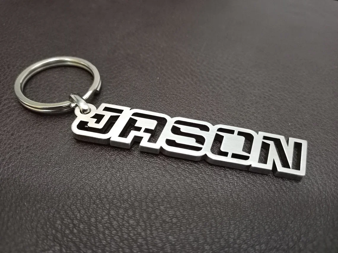 Customized Name Stainless Steel Keychain, Name Letter Key Pendant, Exclusive Personalized Font Design, Integrated Laser Cutting and Polishing Process, Portable Key Storage Bag Decoration, Couple's Anniversary Birthday Gift