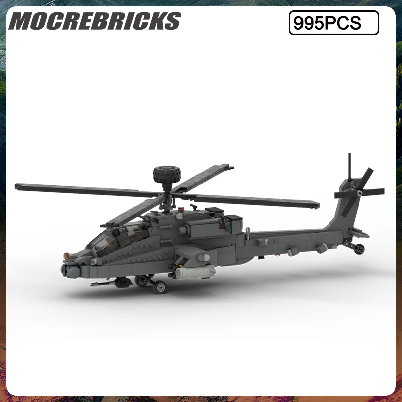 

WW II Military Series Aircraft Boeing AH-64 Apache Building Block Model Aeroplane MOC Assembling Bricks Children's Toys Gifts