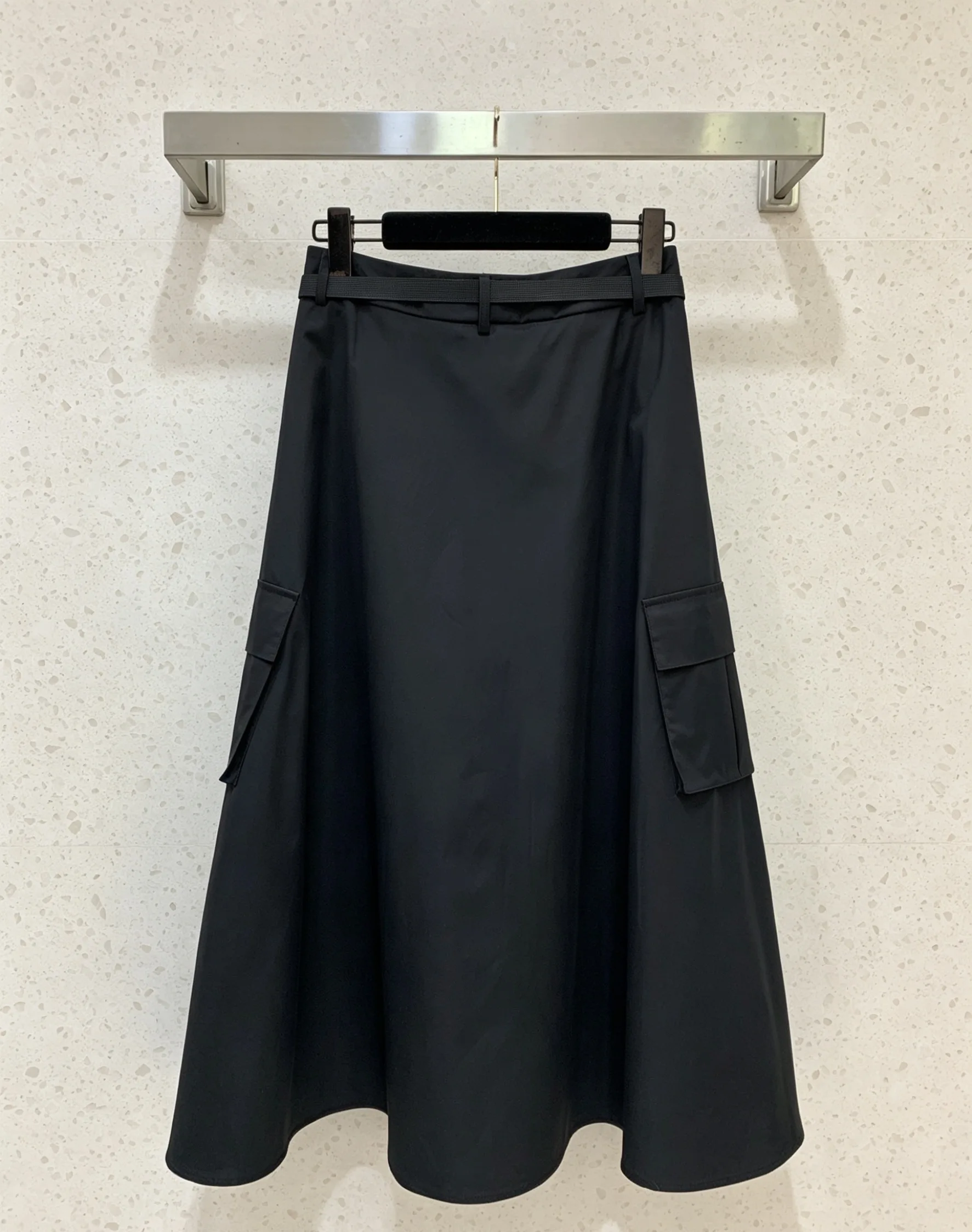 

2026 Summer Women's Fashion Comfortable Zipper High-Waist Slimming Wide Skirt with Pockets Long Women's Midi Dress