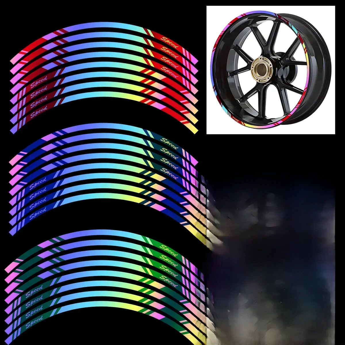 AliExpress NONE 17" Car Styling Strips Rainbow Rim Tape Motocross Bike Motorcycle Wheel Stickers for Kawasaki Honda Yamaha Suzuki KTM Ducati