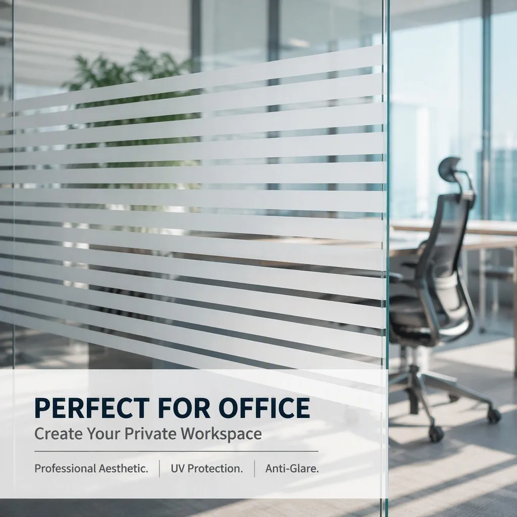 Louver Pattern Frosted Privacy Window Film Self Adhesive Static Cling Translucent for Home Office Partition Glass