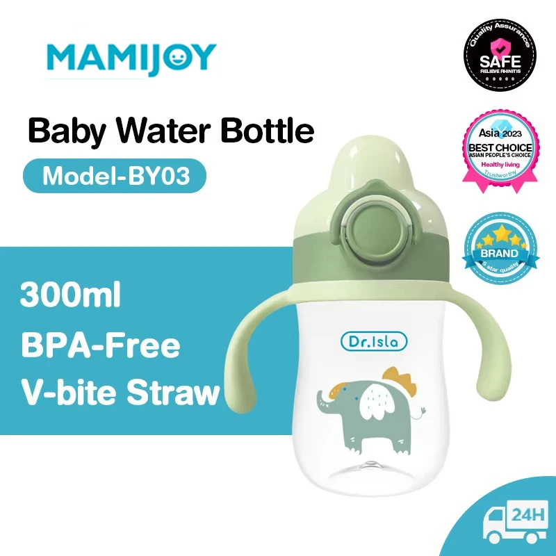 

MAMIJOY 300ml Child Water bottles Baby Feeding Cup with Straw Children Learn Feeding Drinking Bottle Kids Training Cups BPA Free