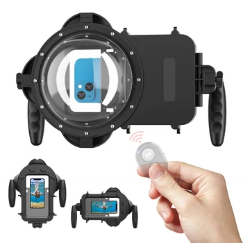 Handheld Diving Housing Dome Case for iPhone Underwater Swimming Dome Port Fit for any smartphone size 4.5-7.0 inch