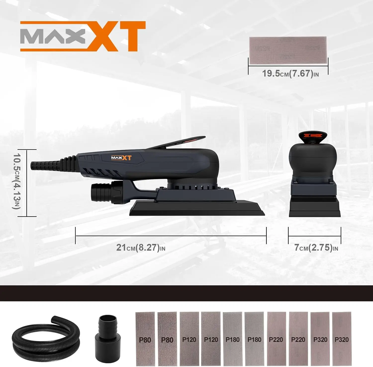 Imagem -04 - Maxxt-lixadeira Orbital Elétrica sem Escova Lixadeira Orbital Aleatória Variável Multifunções 350 w 400010000 Rpm mm