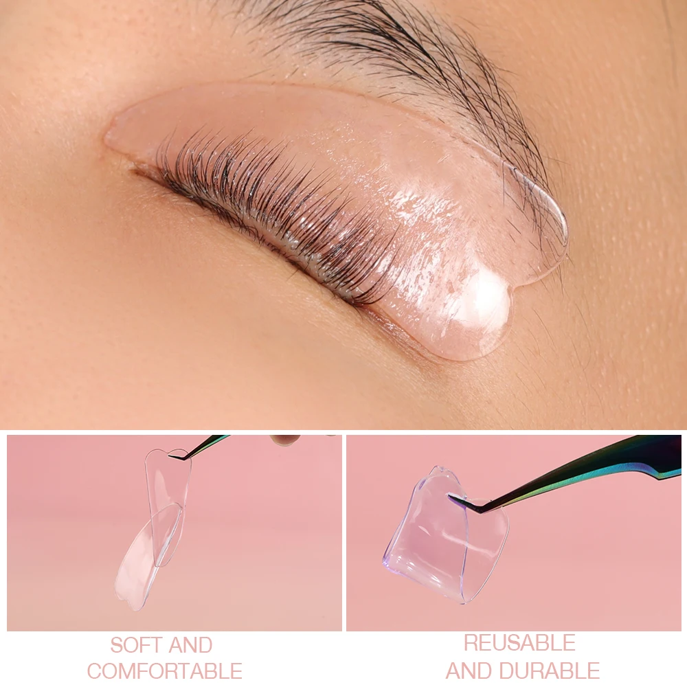 1 Pair Softening Lash Lift Pads, Reusable Eye Patches, Heart Shaped Lash Lift Shields For Perming Or Dyeing Eyelashes & Eyebrows
