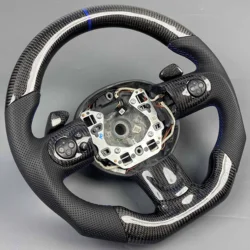 Carbon Fiber Customized Steering Wheel With Black Perforated Leather Sporty Style For BMW MINI Cooper R55 R56 R57 R60 JCW