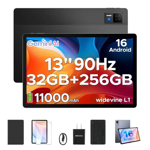 DOOGEE U13 Tablet 13 Inch Android 16 7.5mm Ultra-thin 13''FHD+IPS Screen 90Hz Gemini AI 32GB+256GB 11000mAh Large Battery Pad PC