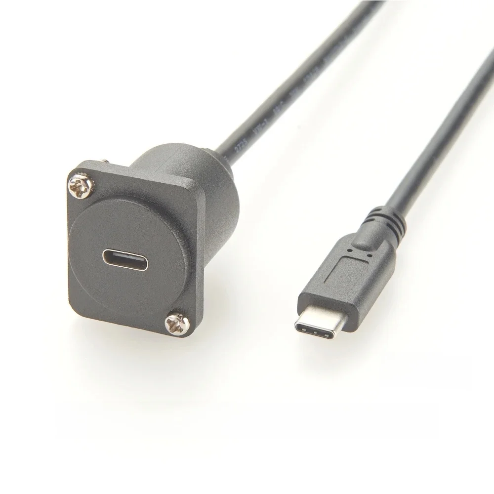 Przedłużacz USB 3.1 C typu D do montażu panelowego 10 Gb/s USB XLR do montażu podtynkowego kabla męskiego na żeński do samochodu ciężarowego łodzi — zdjęcie 2