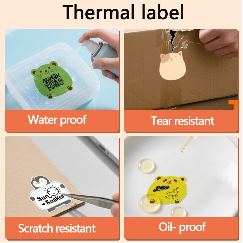 KAYSION ملصق حراري ذاتي اللصق ملصق حراري مباشر لتصميم شعار DIY رمز الاستجابة السريعة اسم العلامة طابعة حرارية محمولة