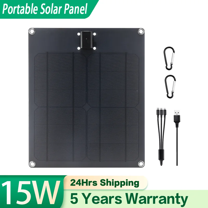 

15W 7V Flexible Solar Panel Kit PET Monocrystalline Silicon Solar Panels for USB Devices Phone Camera Power Bank Charging