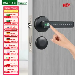 RAYKUBE M3 Tuya BLE Serratura intelligente per impronte digitali Serratura con password con chiavi Smartlife/Tuya APP Sblocco per porta interna in legno e metallo