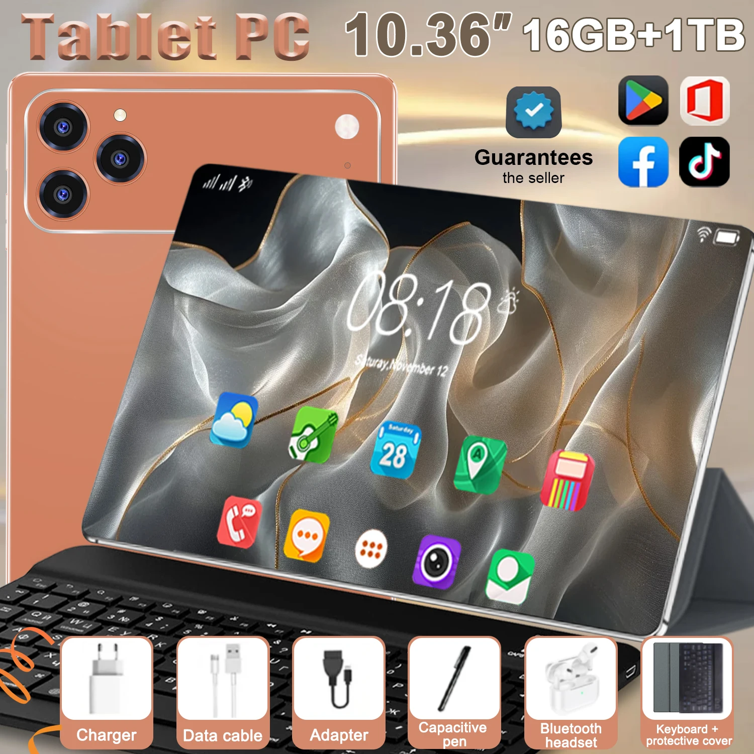 Versión Global, Tablet Android 13 de 10.36 Pulgadas, Procesador de 10 Núcleos, 16Gb+1Tb de Almacenamiento, Batería de 12000Mah, 5g, Doble