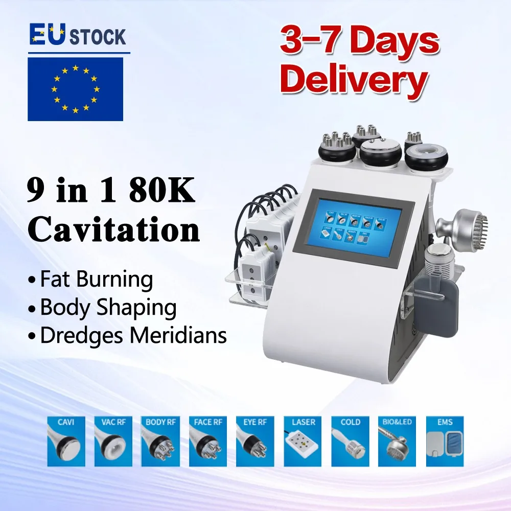 

9 in 1 80k Vacuum Professional Rf Laser Fat Machine Lipolaser Ultrasonic Cavitation Weight Loss Machine Body Slimming Machine