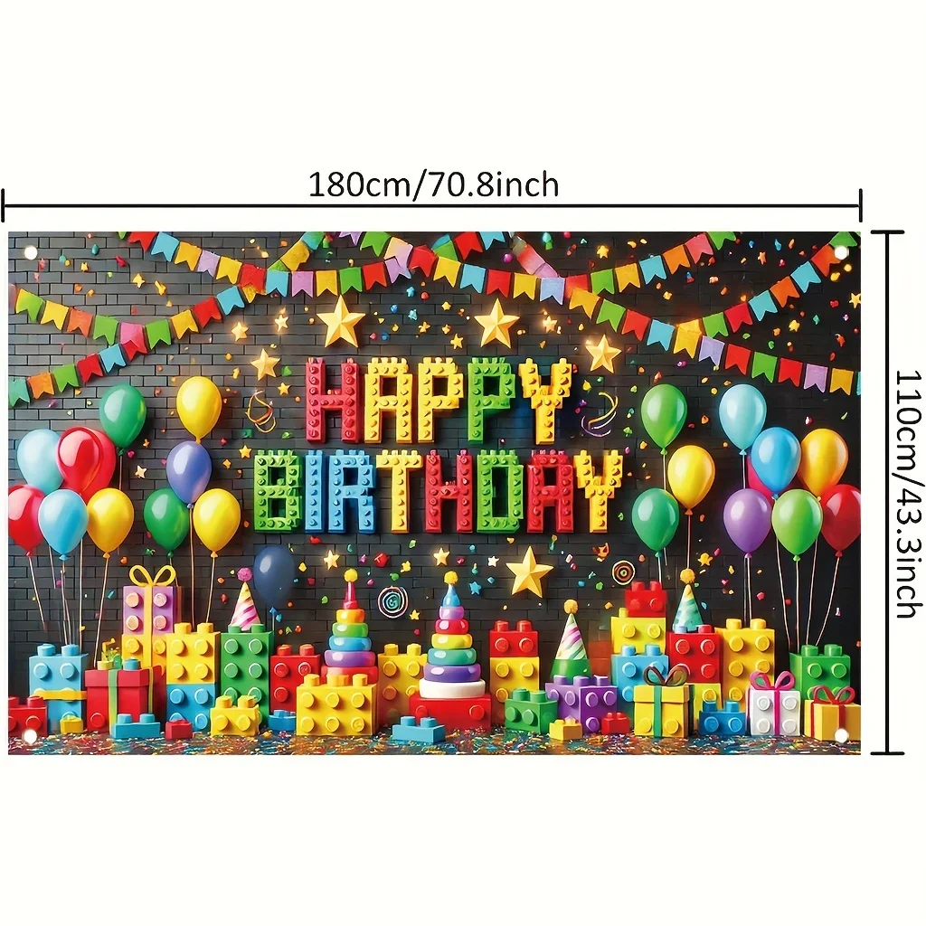 Bunte Baustein-Themen Geburtstagsparty-Dekorationen Hintergrund Lustiger Fotohintergrund Fotografie-Requisiten Zubehör – Detail 1