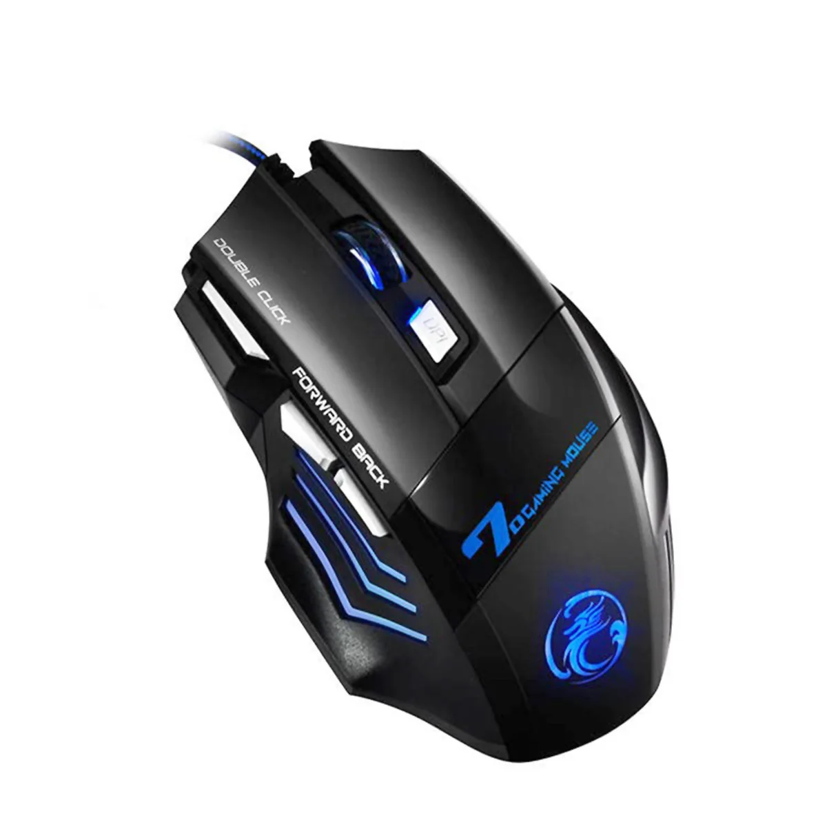 Ratón Gaming con Cable USB, 7 Botones, 3 Niveles DPI 1600/2400/3200, Sensor Óptico, Iluminación LED Multicolor, Diseño Ergonómico