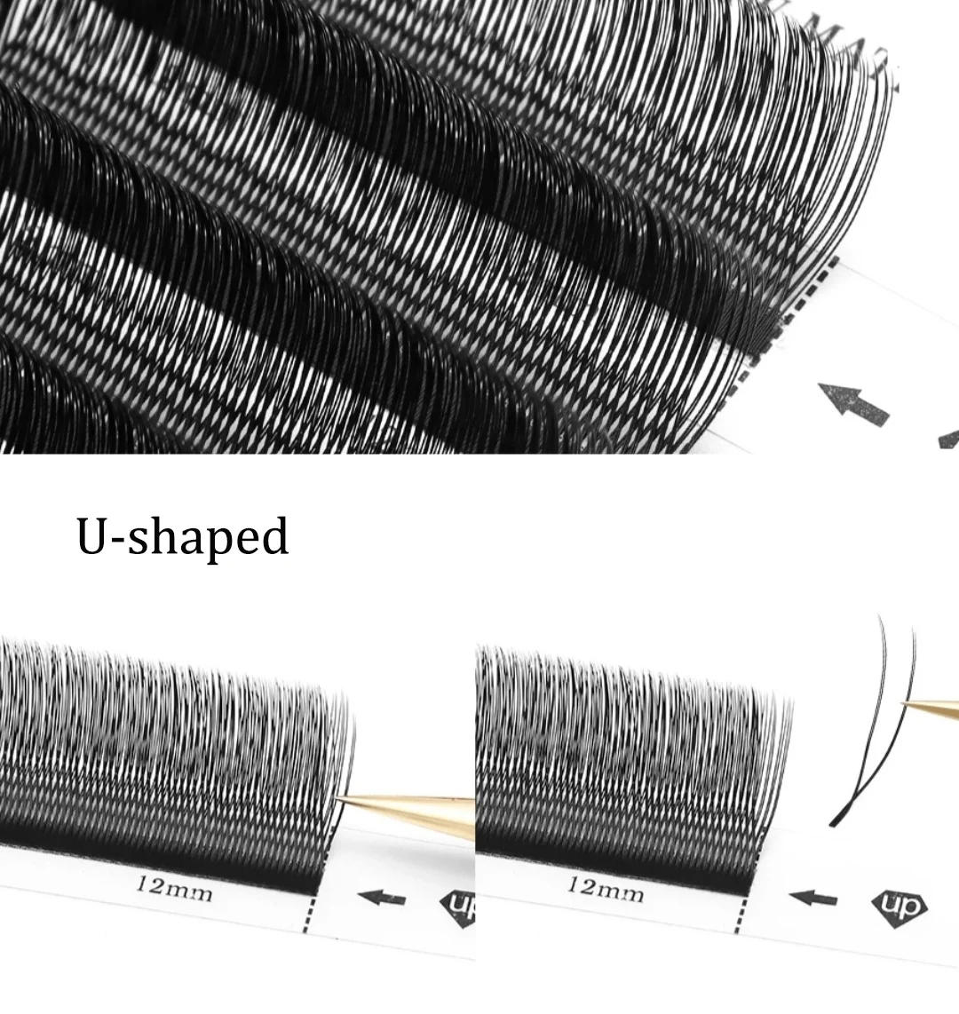 U Shaped False eyelashes YY Lash No Split Base natural  long lasting lash clusters C/D Curl  makeup tools