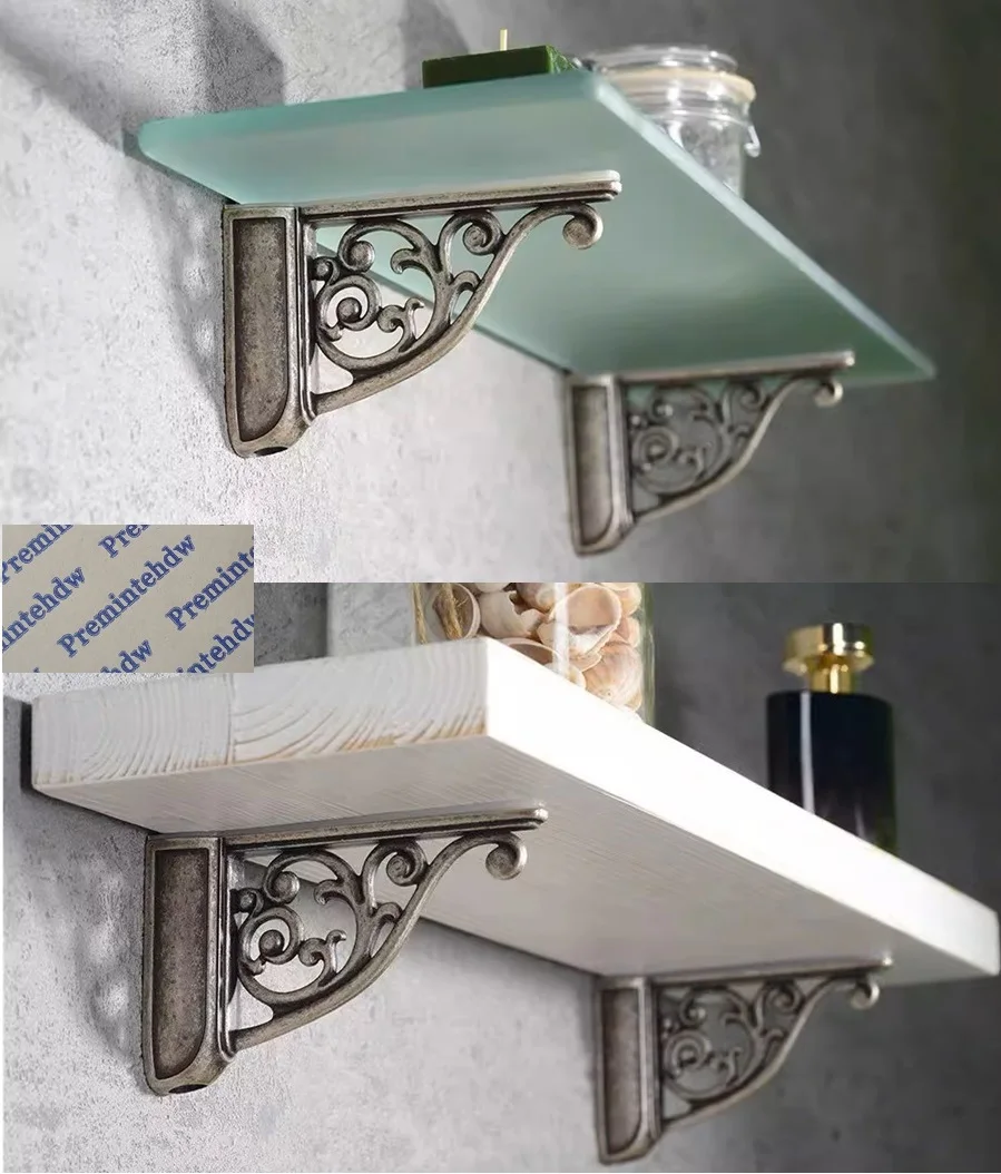 Imagem -03 - Zinc Floating Shelf Bracket Holder f Shaped Vidro de Madeira Clássico Europeu Pcs