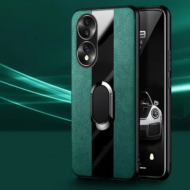 Etui ze skóry PU dla Honor 90 Pro Plexiglass dla HUAWEI Honor 90Lite 90PRO Magnetyczny metalowy pierścień stojakowy uchwyt odporny na wstrząsy miękka okładka — zdjęcie 2