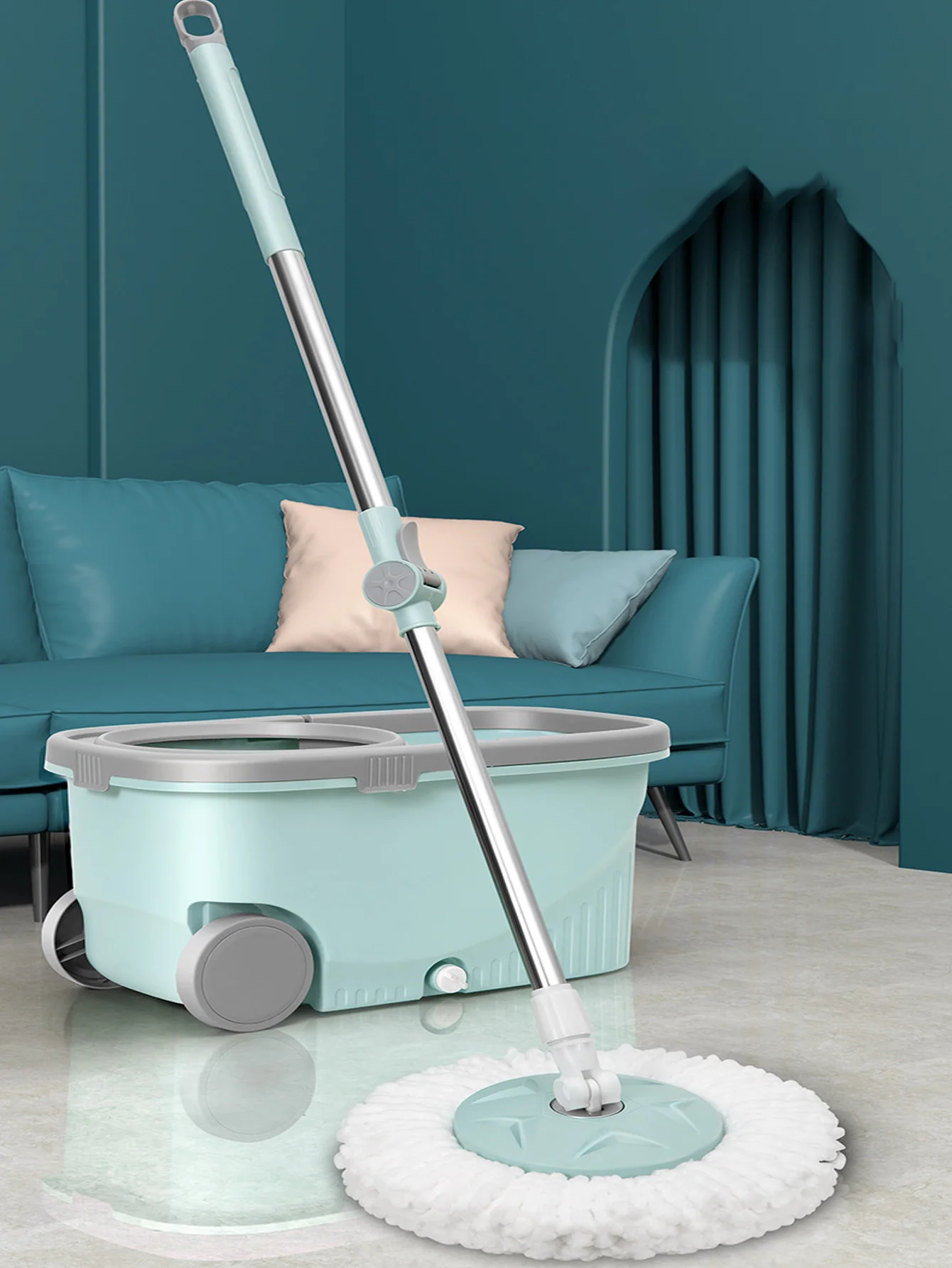 Mop Giratorio Mágico Con Cubeta Y Trapeador Con Repuestos Trapeador mágico 360° spin mop: Limpieza profunda sin esfuerzo.