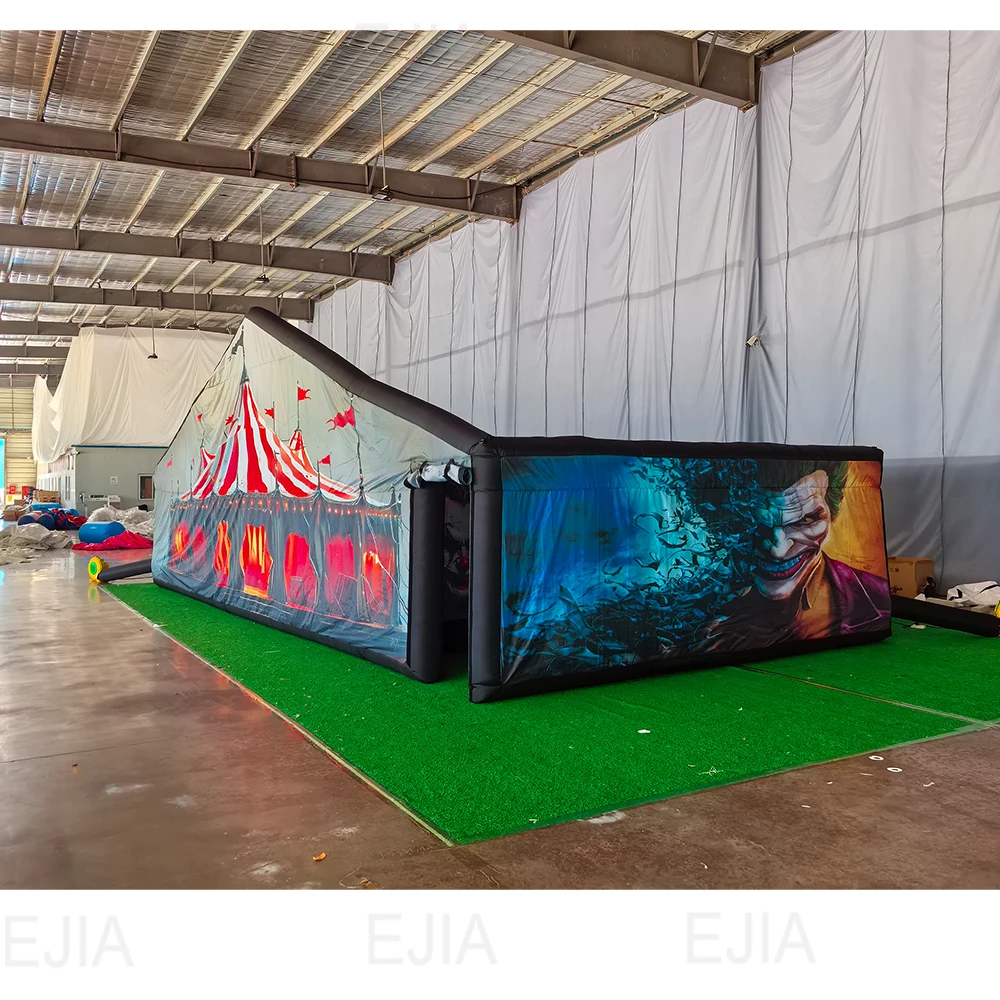 Maison hantée gonflable commerciale Portable personnalisée 10x5m, grand labyrinthe d'halloween en plein air, jeu de labyrinthe gonflable pour fête et événement