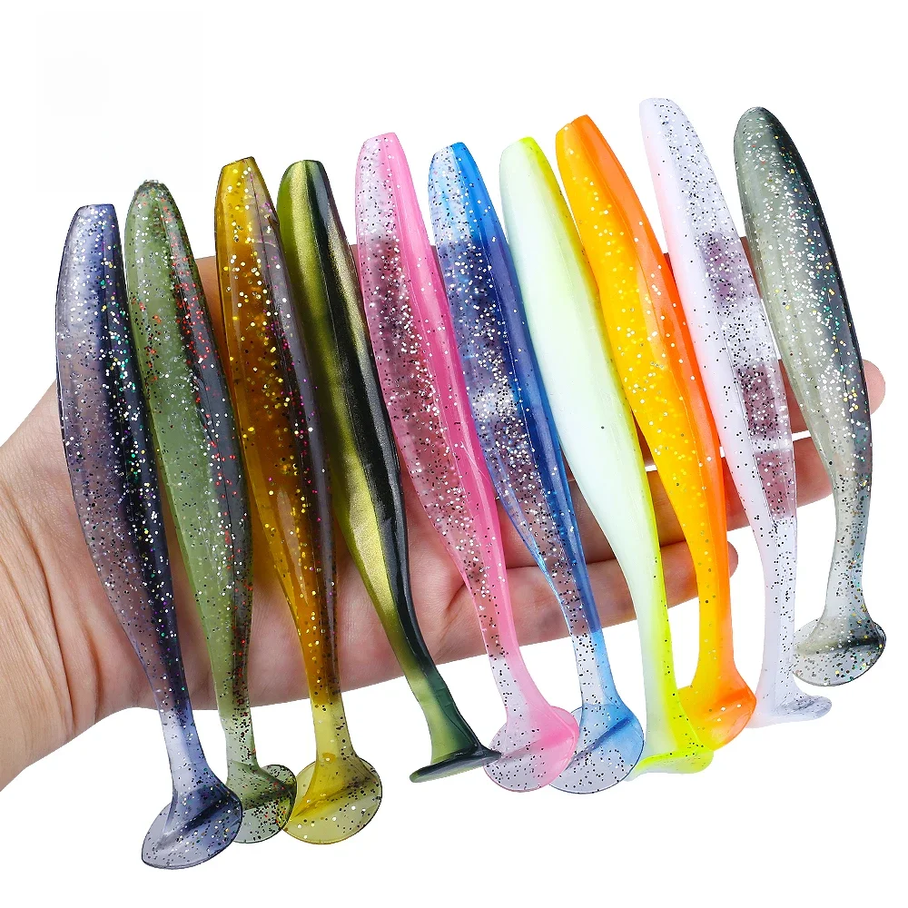 QXO 10 pièces/lot 7cm 10cm 13cm leurres à vers souples appâts en Silicone poisson de mer Pva Swimbait Wobblers marchandises pour la pêche matériel artificiel
