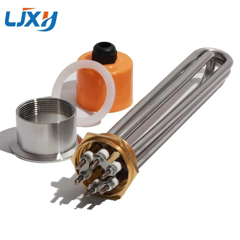 LJXH DN50(2 BSP) Tubular Electric Water Heater Element 304 Stainless Steel with Copper Thread 220V/380V 3KW/6KW/9KW/12KW