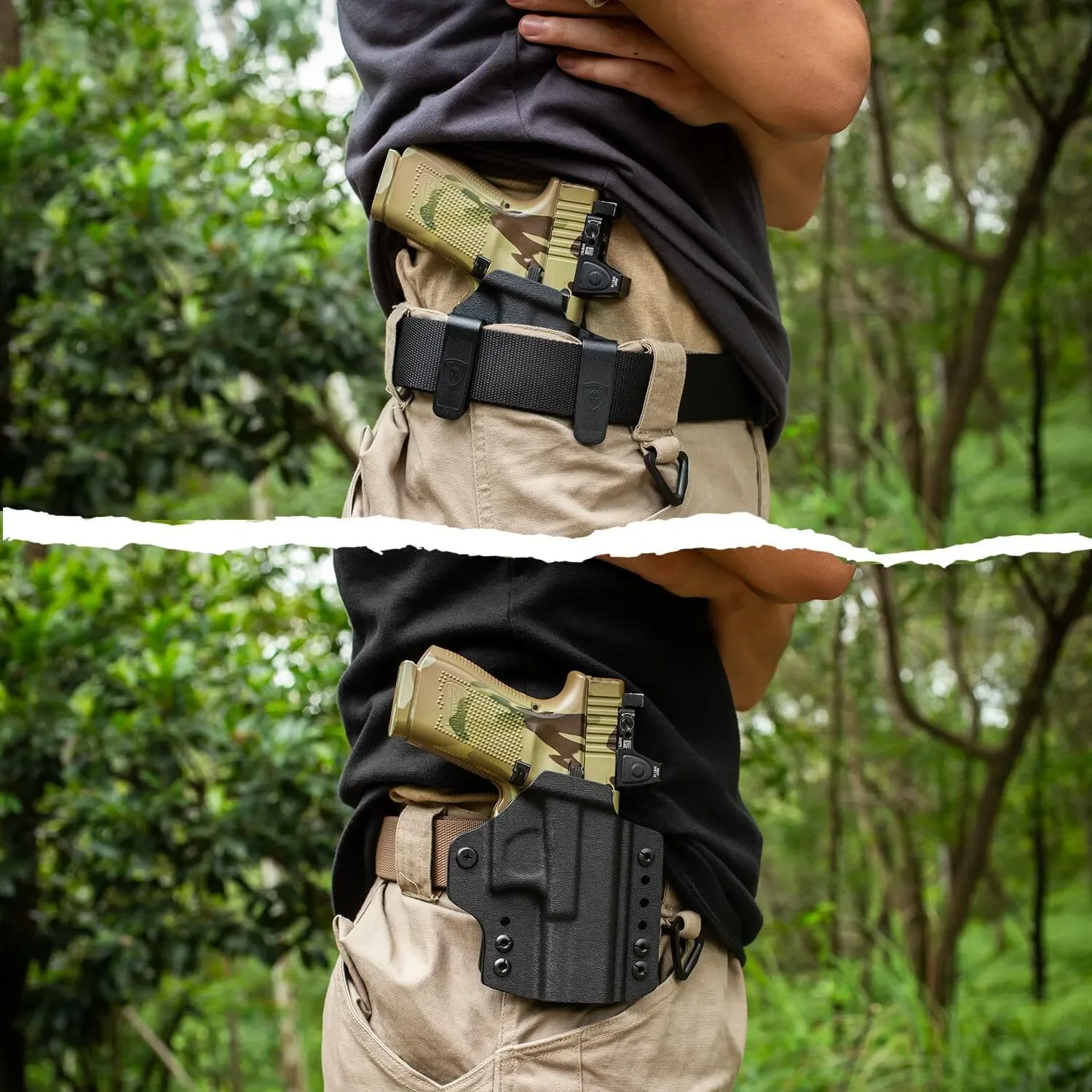 Fit Glock 17 Gen 3-5&G22/31 Gen 3-4,Compatible G19,IWB&OWB Convertible Holster Optic Cut,Compatible Red Dot,Right Hand