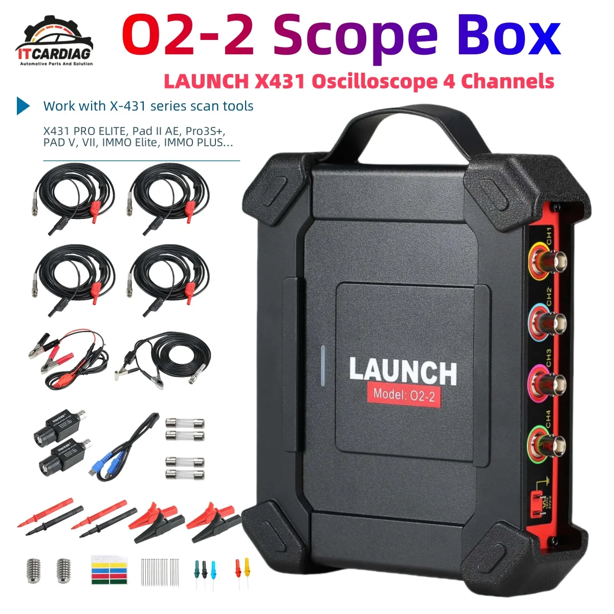 

LAUNCH X431 O2-2 осциллограф, 4 канала, 100 МГц, USB DC, автомобильные осциллографы, работающие с PRO3S+ V5.0/PAD V/PAD VII