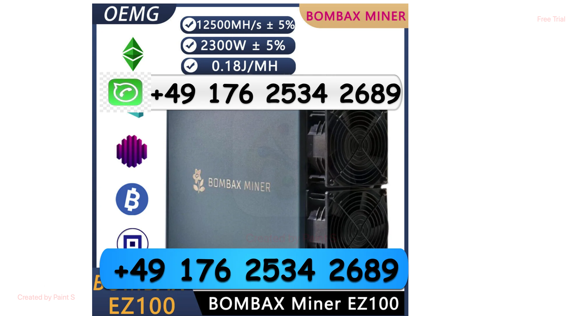 

H ! ОПТОВАЯ КУПИТЬ 10 ПОЛУЧИТЕ 5 Бесплатных новых BOMBAX MINER EZ100 12500M 2300 Вт для майнера ETC, ZIL, OCTA с блоком питания, готовым запасом