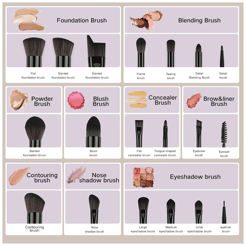 Makeup brush set, 18PCS Phigh-quality foundation concealer, eye shadow, blush brush, makeup brush, professional beauty tools
