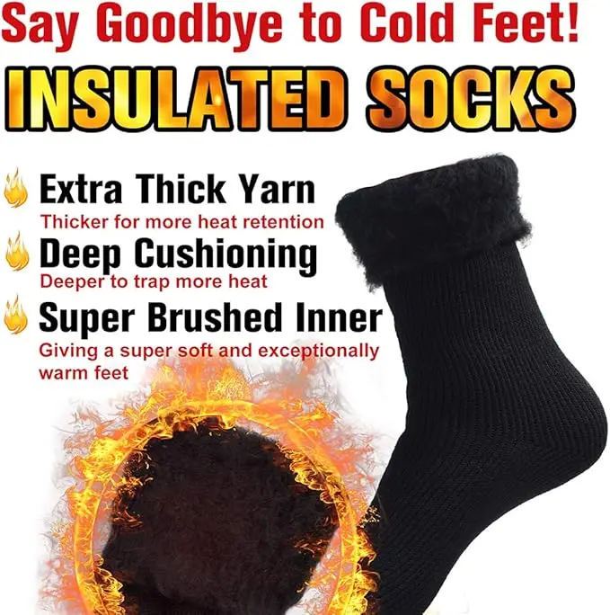 Socks Winter Warm Thermal Socks for Men Women Extra Thick Insulated Heated Crew Boot Socks for Extreme Cold Weather