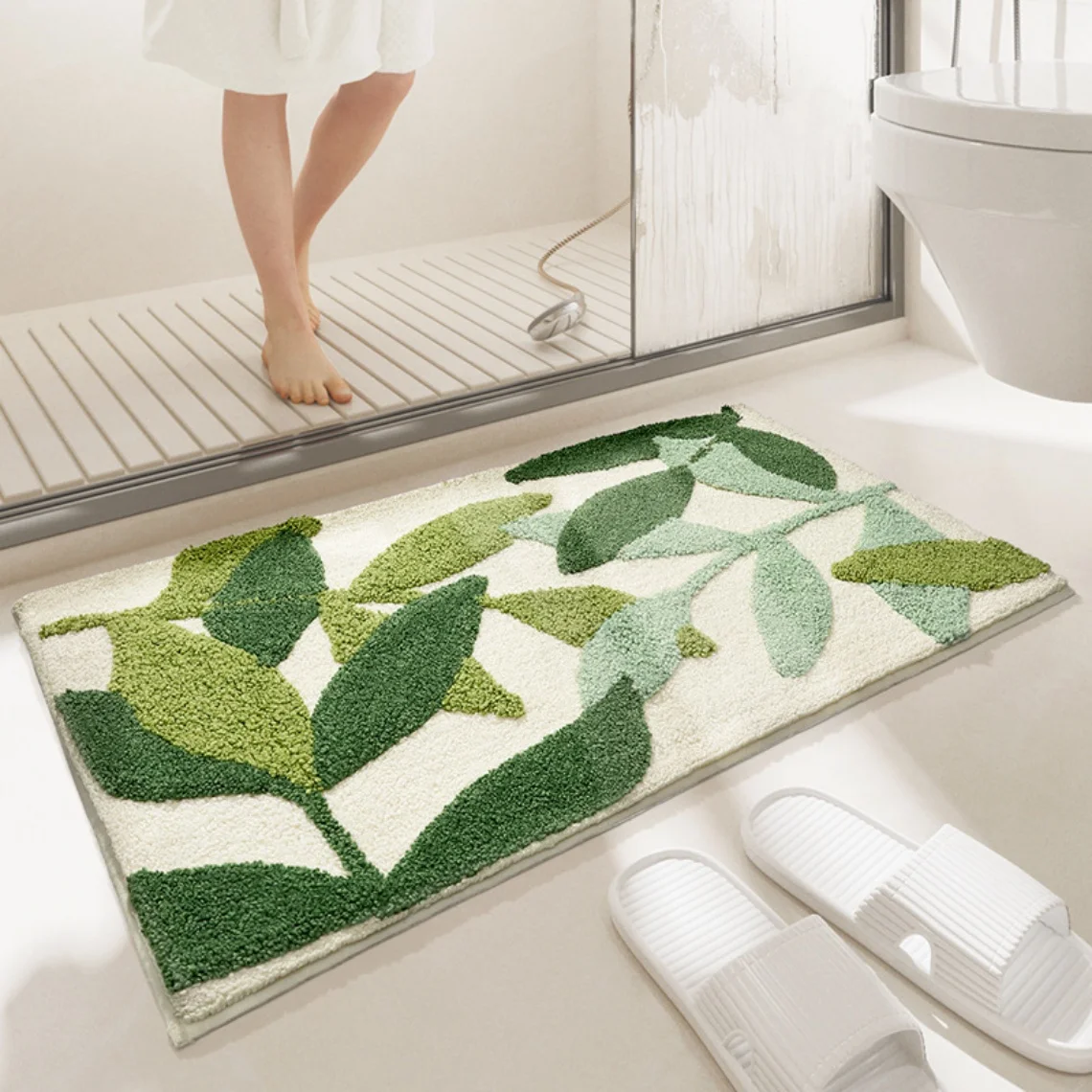 

Simple Leaf Fresh Home Door Carpet Bathroom Absorbent Non-Slip mat bedroom Tufted Rug