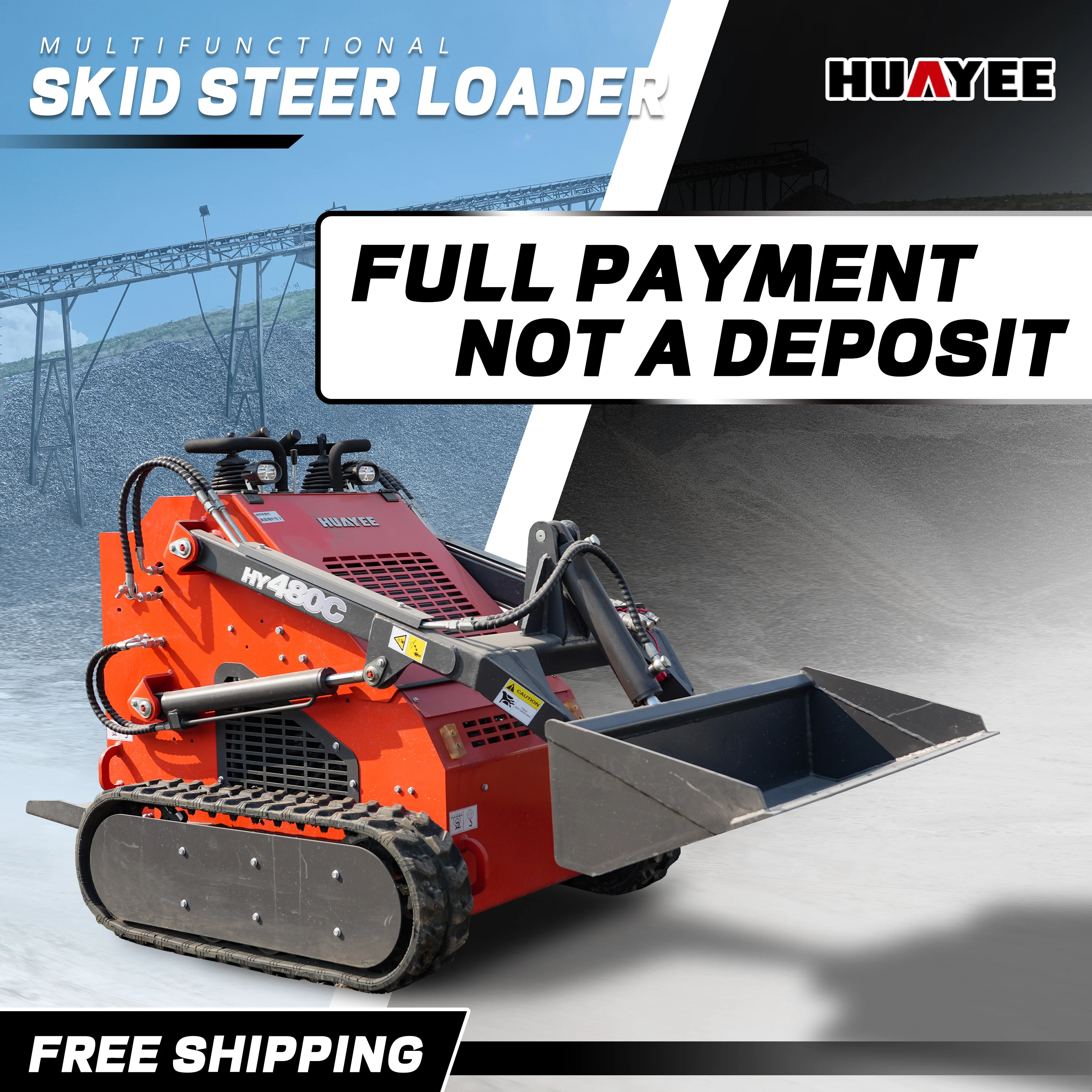 Pagamento completo, não um depósito, carregadeira compacta com trilho |   Motor a gasolina de 23 HP para trabalhos versáteis